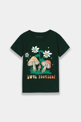 Girls Green Mushroom Tee